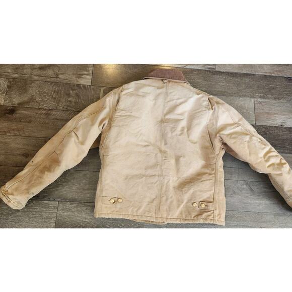 VTG Carhartt Sun FADED THRASHED 90s JQ196 Quilted Firm Duck Arctic Jacket 44 T - Picture 2 of 13